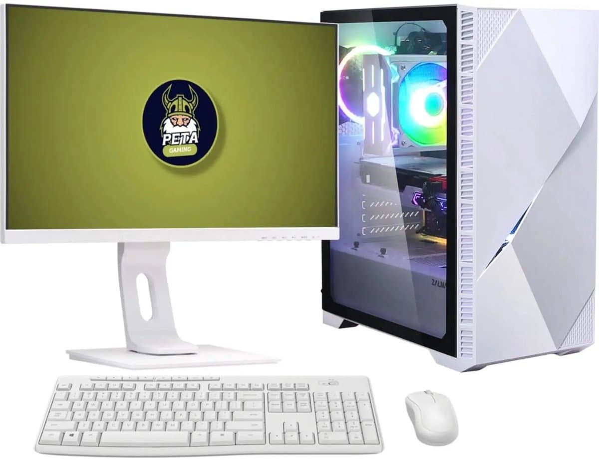 peta Gaming Set Iceberg - AMD Ryzen 7 5700G - 32GB - 4.0TB SSD - Nvidia GeForce RTX3050 8GB - WiFi - Windows 11 Pro (GamePC + 24" FullHD monitor + toetsenbord + muis)