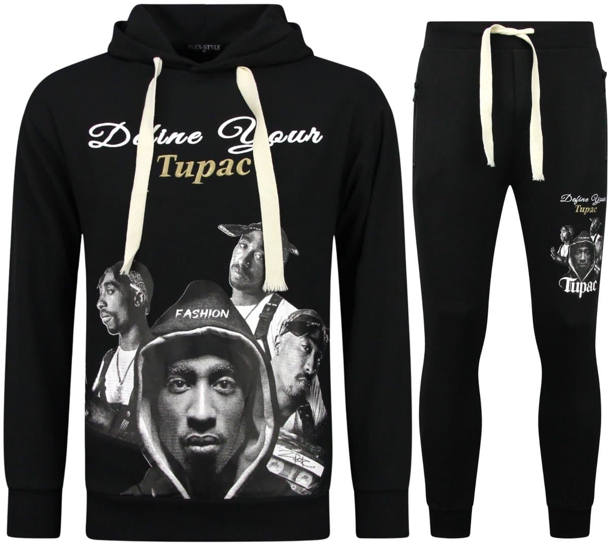 2Pac Joggingpak Hoodie Heren - Tupac Trainingspakk Hoodie - Huispak Heren Volwassenen - 672 - Zwart