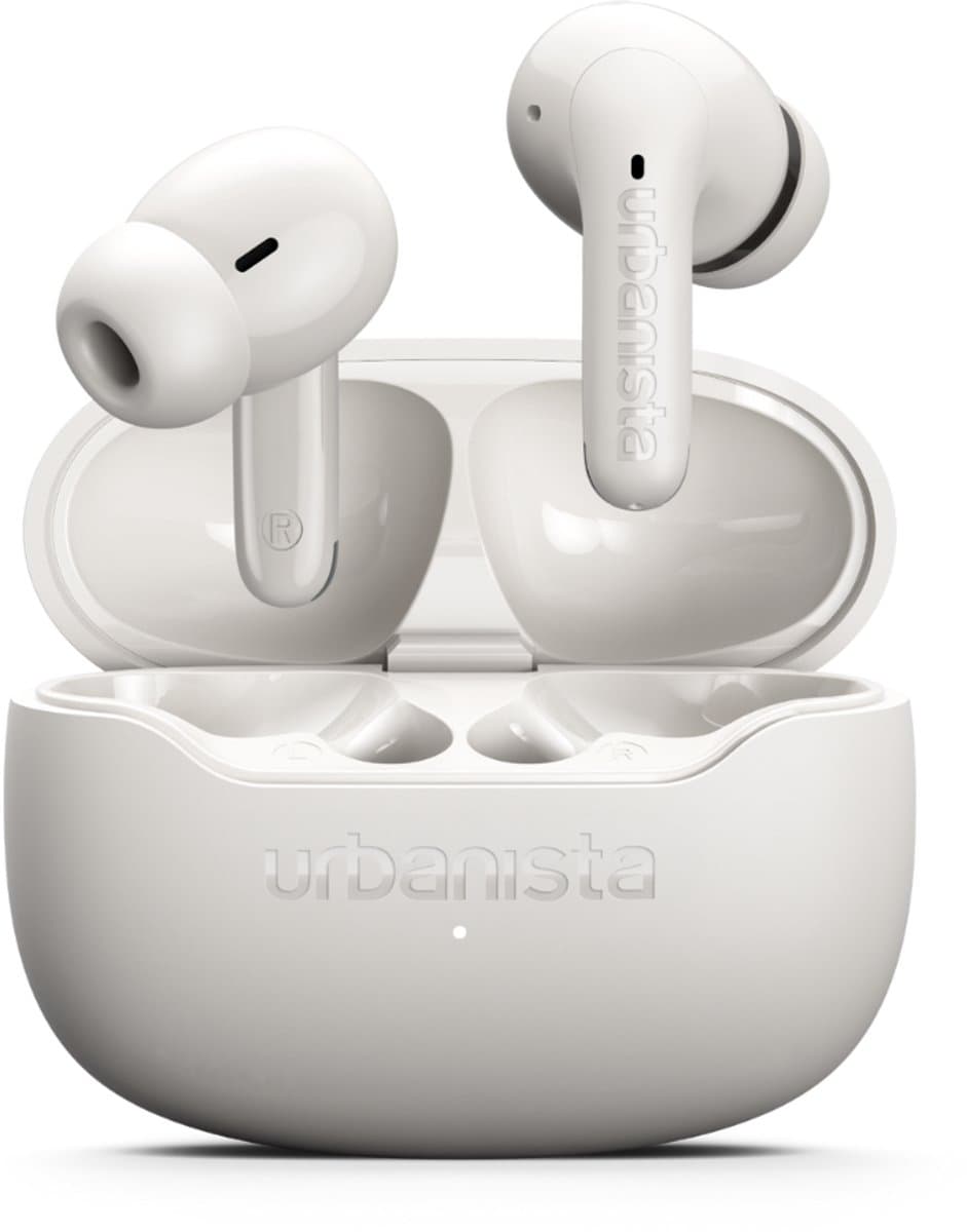 Urbanista Palermo Draadloze ANC Oortjes – 32u Afspeeltijd – met Active Noise Cancelling – Bluetooth – IPX4 Waterbestendig – EQ3 instellingen – Wit