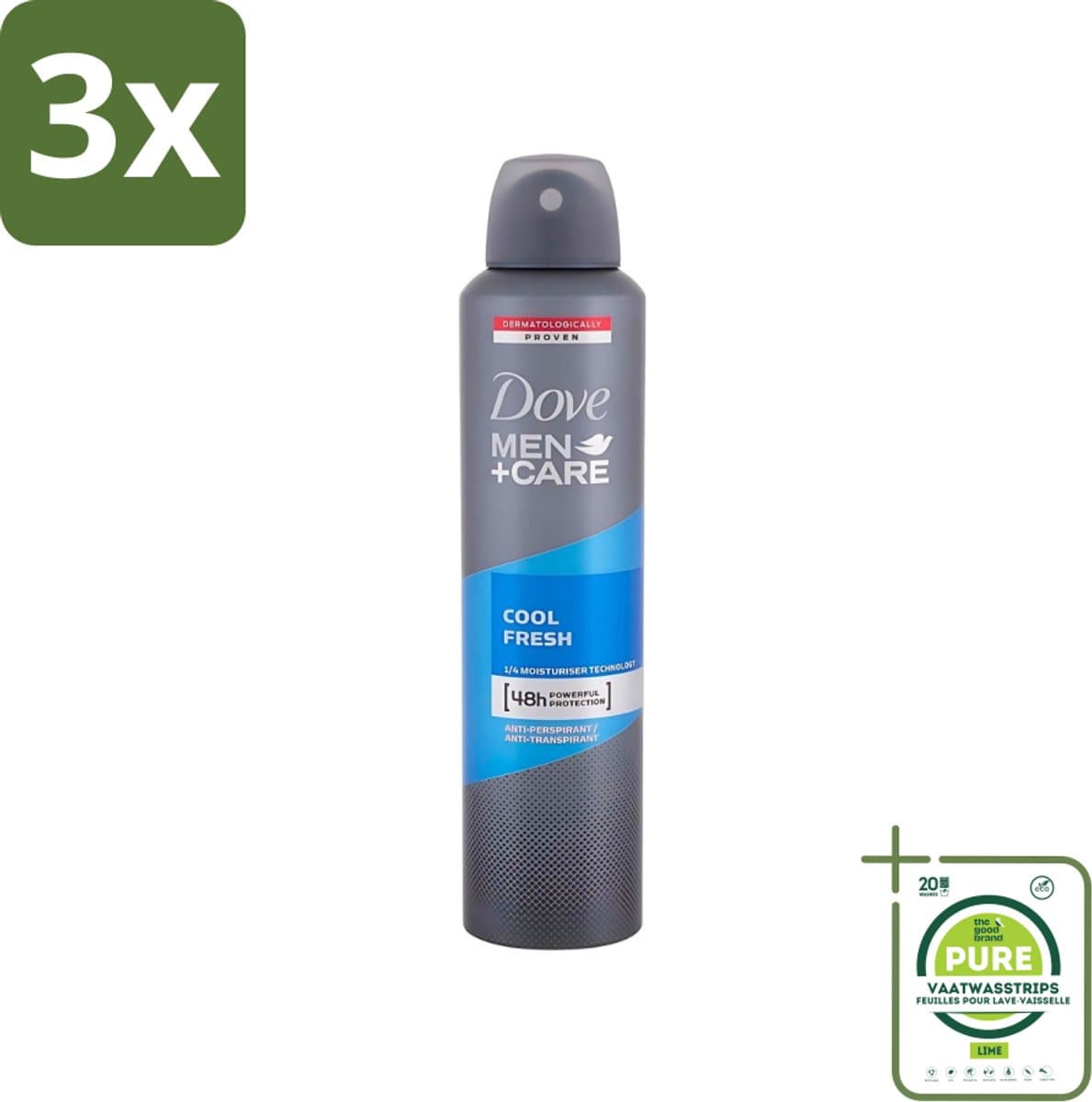 3 x Dove - Deodorant - Spray Men+Care Cool Fresh - Verfrissend en langdurige bescherming - 250 ml - Grootverpakking - Deodorant Spray - Mannelijke Geur - Langdurige Bescherming - Zweetvrije Deodorant - Dove Men+Care