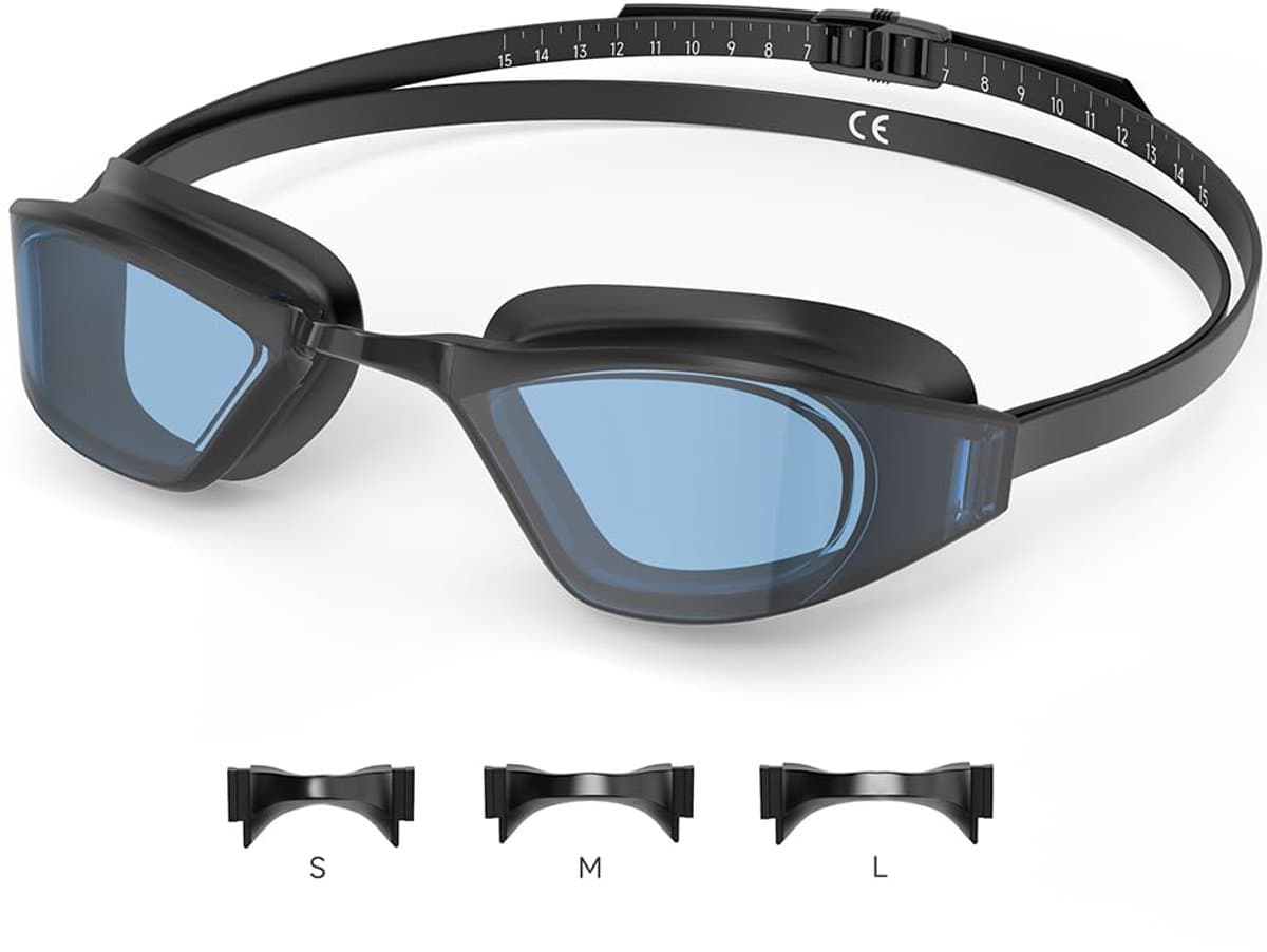 IMPERATORIS® Zwembril - Zwemmersbril voor Volwassenen - Anti-condens en UV Bescherming - Verstelbare Riem - Waterdicht - Siliconen - Zwart/Blauw