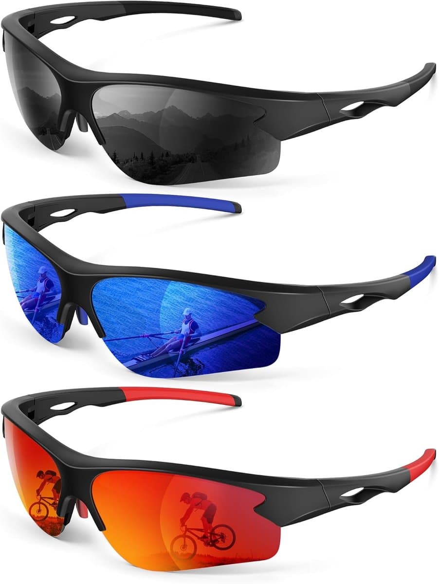 Sportzonnebril Polariserend Halfframe - UV-Bescherming voor Heren en Dames (Hardlopen, Vissen, Fietsen)