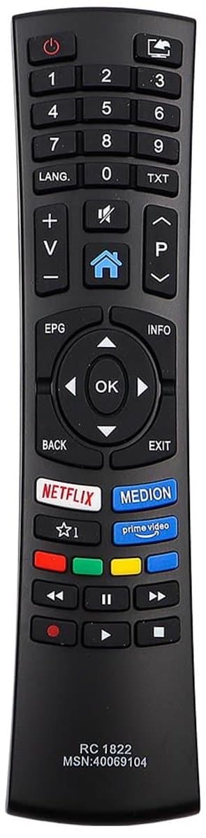 Allecto - Universele Medion TV Afstandsbediening - Compatibel met RC1822, Ultra HD Smart TV, stabiele infrarood, snel respons, eenvoudig te gebruiken