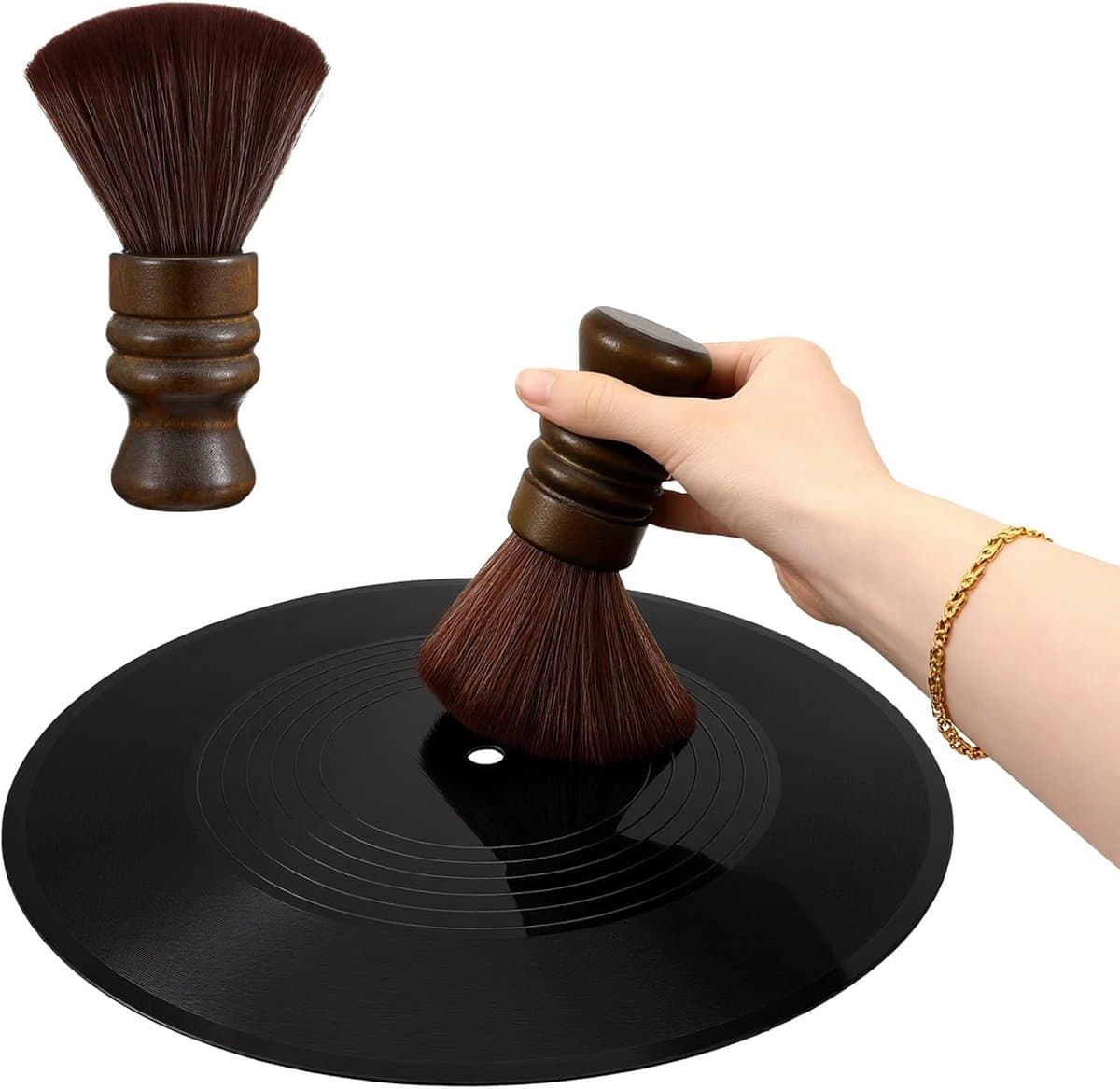 Antistatische Vinyl Platenborstel met Fijne Vezelharen voor LP en CD Reiniging