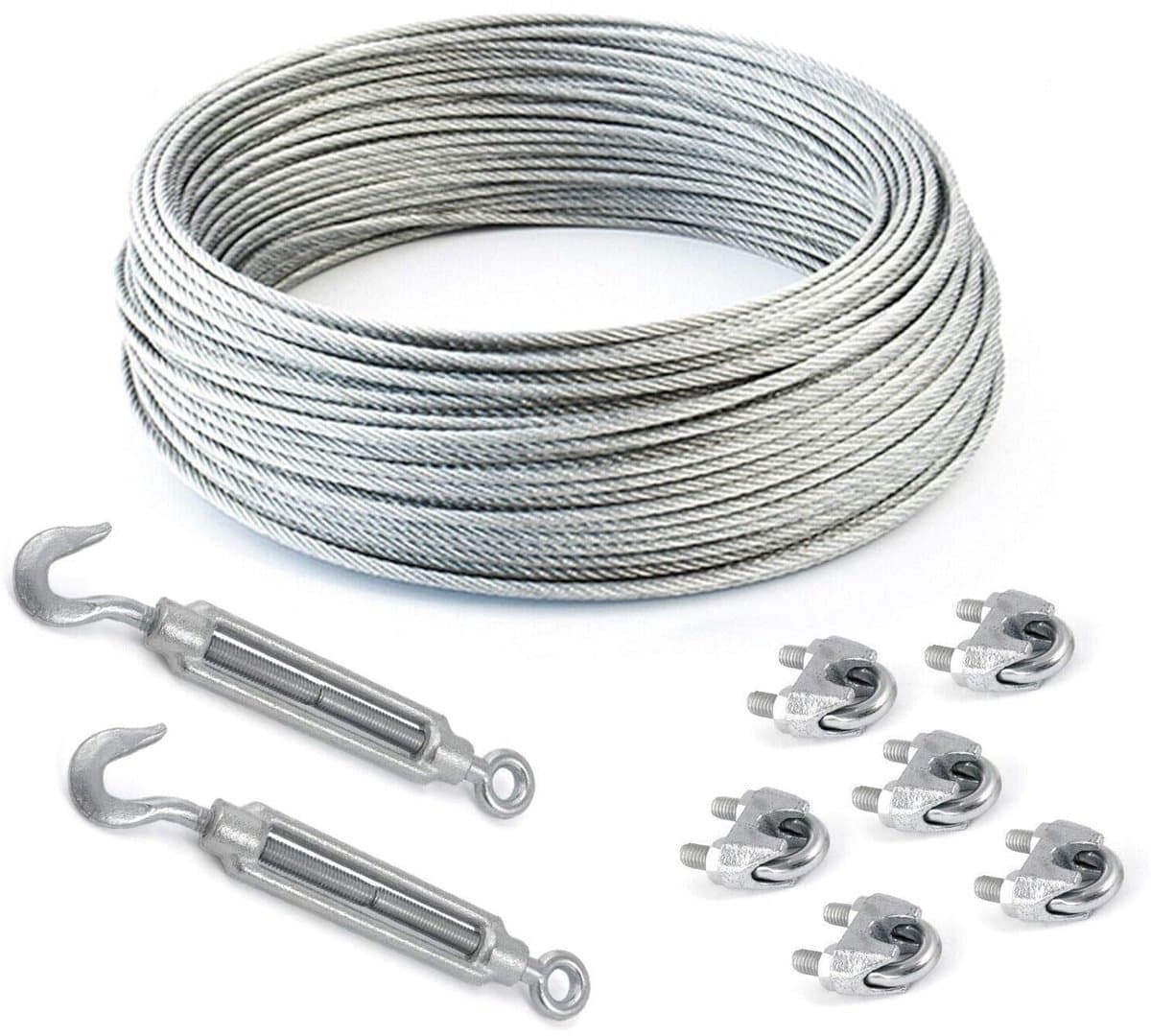 Staalkabel Set - Touw Kabel - Bevestigen Hekken - Inclusief Klemmen Spanners - 40 Meter 5mm - Verzinkt