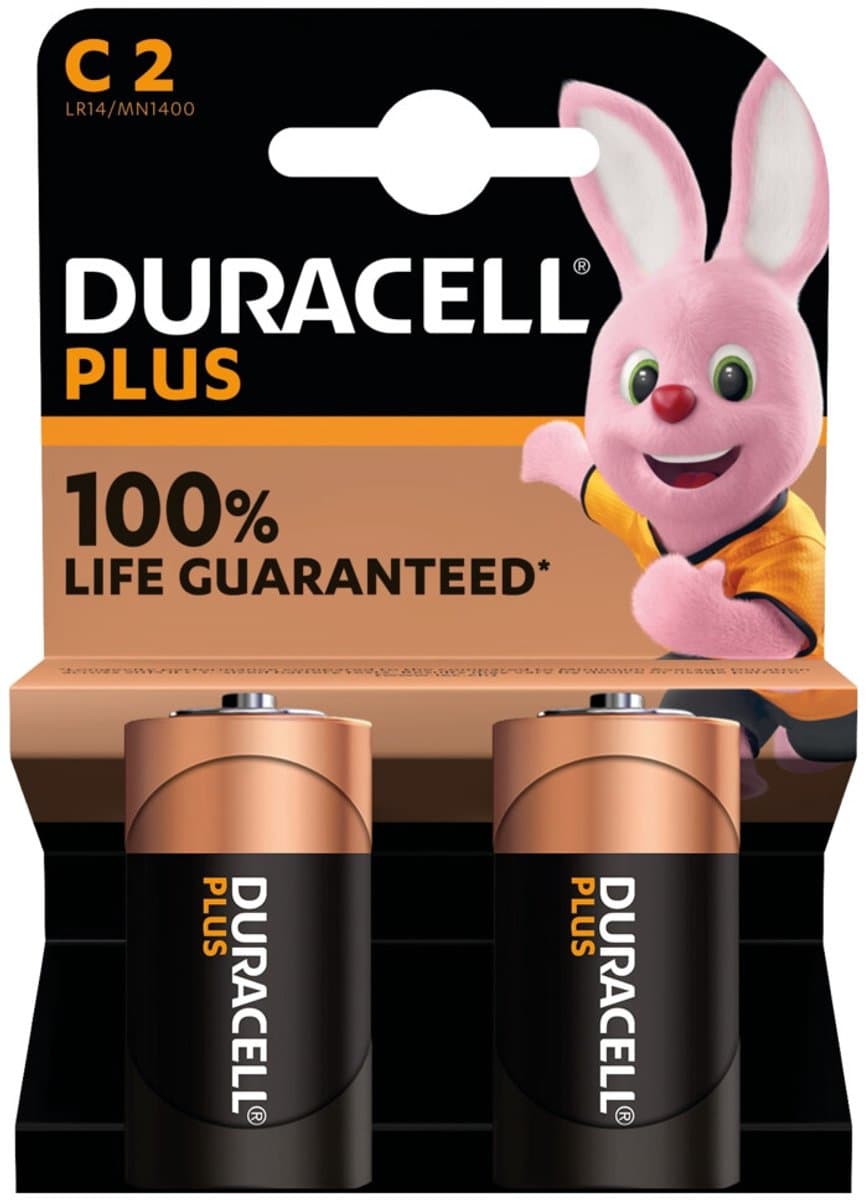 Duracell Plus C - alkaline batterijen - 1,5V, MN1400 - 2 stuks