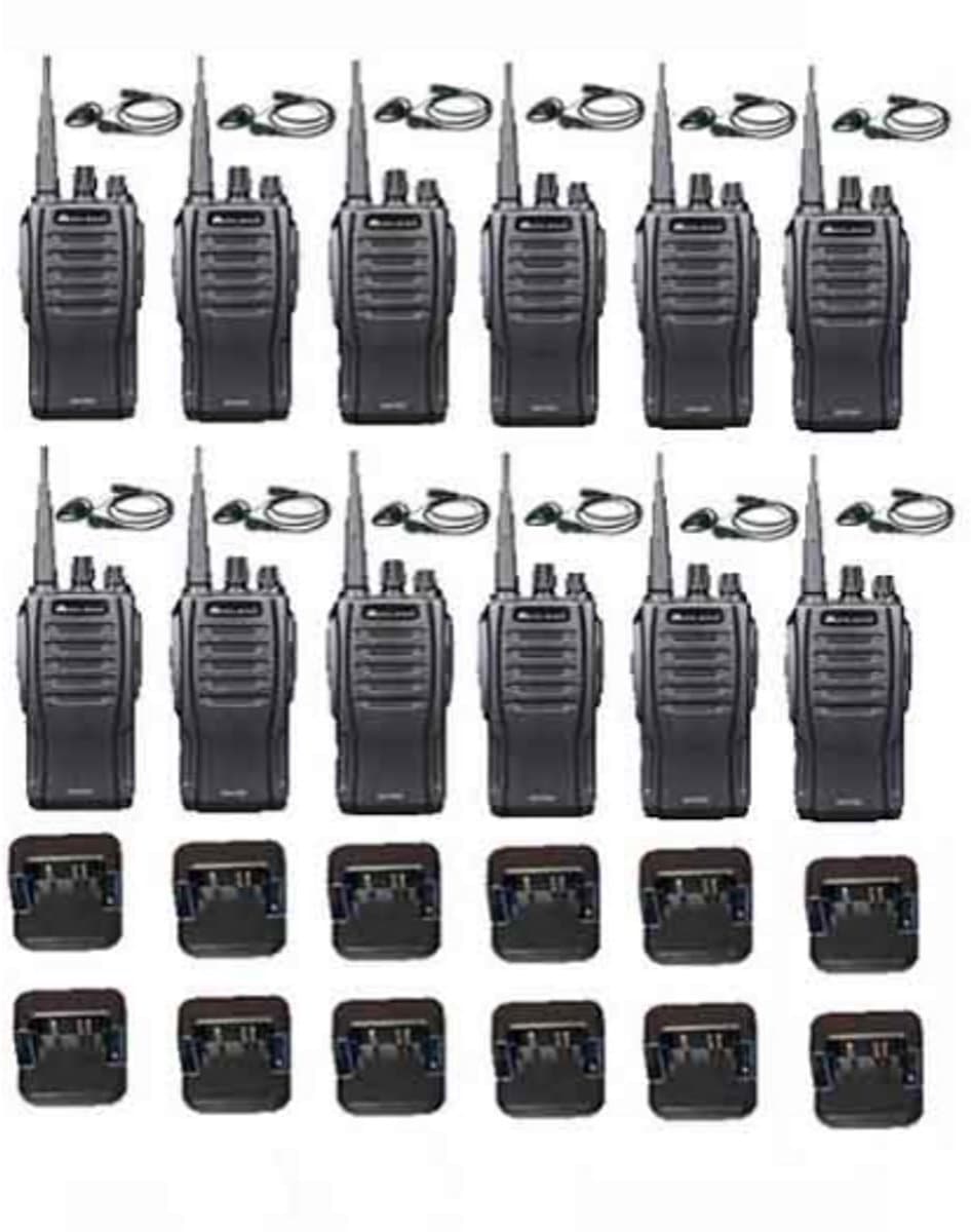 Set van 12 Midland G10 Pro Portofoon met tafellader en D-shape oortje