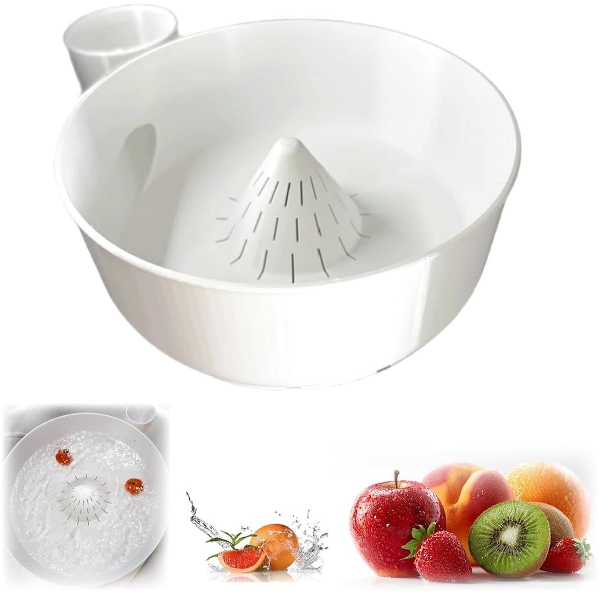Fruit Wasser Spinner - Sladroger - Automatische Reinigung Mit Wirbeleffekt/Gründliche Spülung - 1 Stk - Für Zu Hause, Büro Und Unterwegs Wit