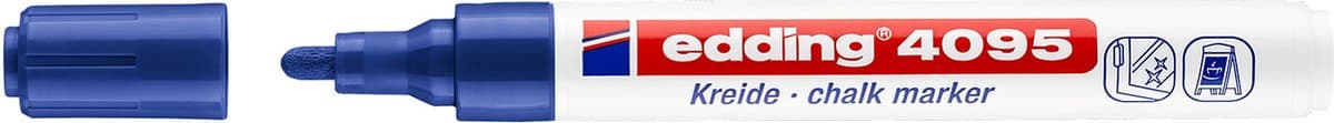 edding 4095 krijtmarker blauw - krijtmarkers - raamstift - raamstiften - chalkmarker -– krijtstift – glasstift – schoolbordstift – krijtbordstift – stoepbordstift
