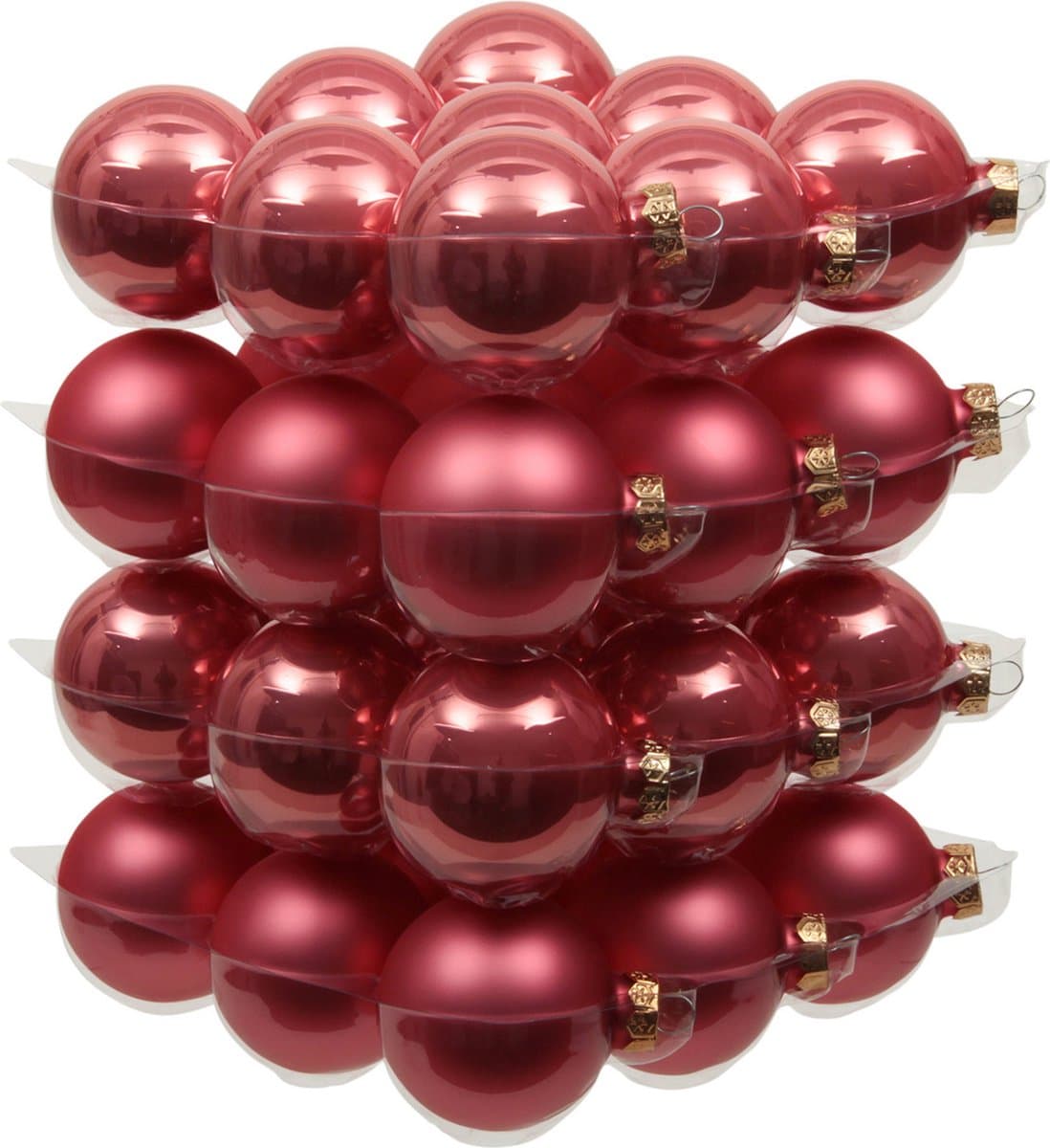 72x Kerstversiering kerstballen bubblegum roze van glas - 6 cm - mat/glans - Kerstboomversiering