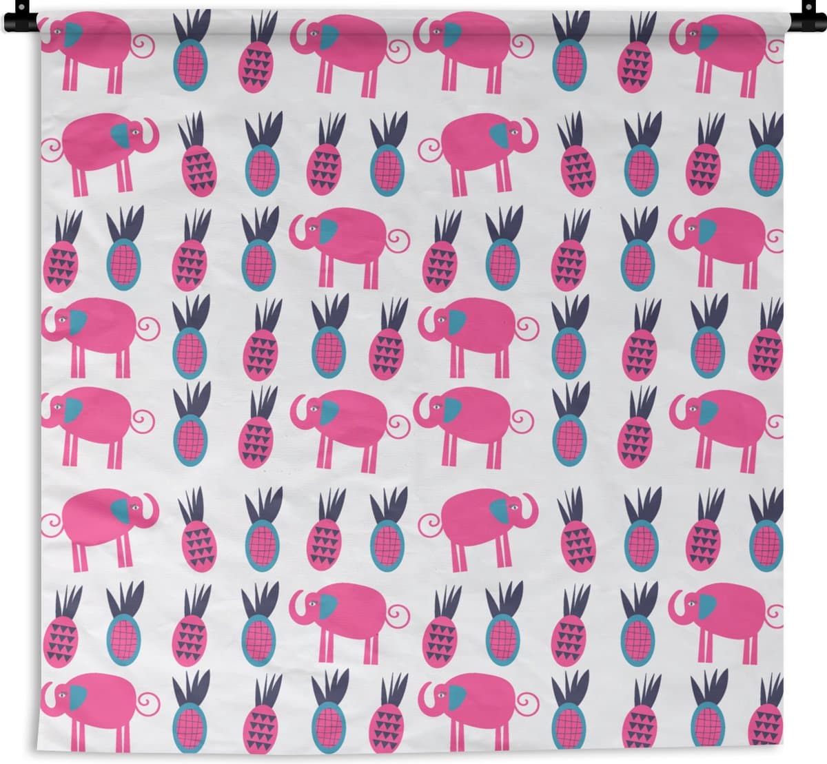 Wandkleed - Wanddoek - Ananas - Olifant - Design - 180x180 cm - Wandtapijt
