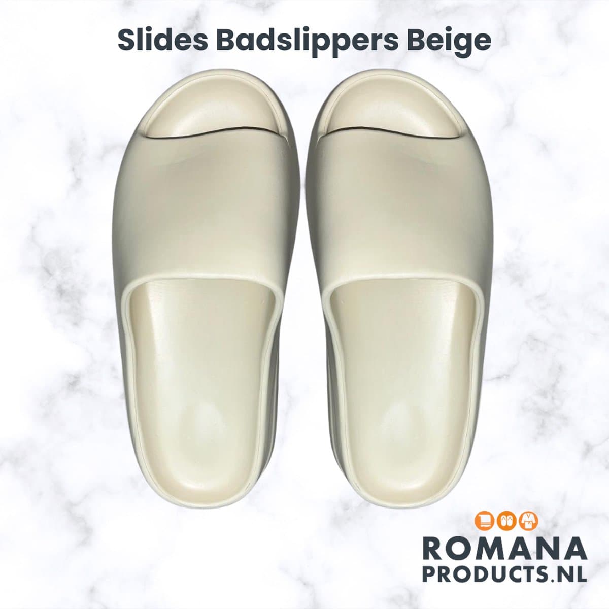 Romana Products Unisex Badslippers - Slides - Ideaal voor Hotel en Sauna - Beige - Maat 44/45