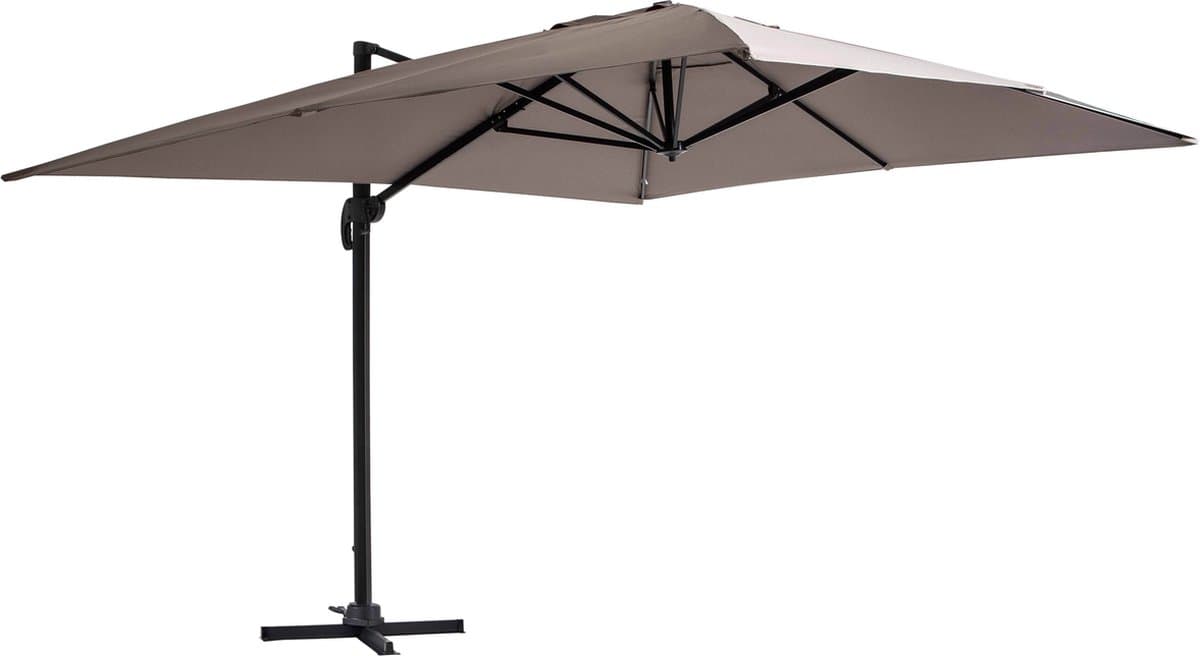 Oviala - Verstelbare parasol van 3x4m in taupekleurig aluminium - Caserta