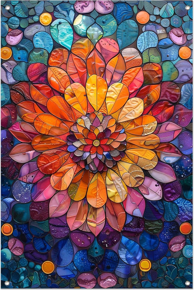 Bloem tuinposter - Plant poster - Tuinposters Bladeren - Wanddecoratie buiten - Schuttingdoek - Muurdecoratie tuinposter 60x90 cm