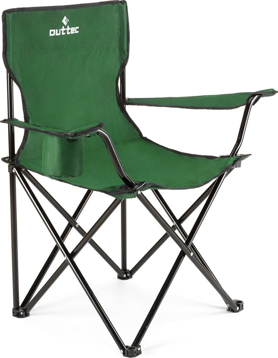 Outtec® Campingstoel - tot 125kg - Bekerhouder & Draagtas - Visstoel, Vouwstoel, Vouwstoel, Tuinstoel, Lichte Campingstoel, Strandstoel