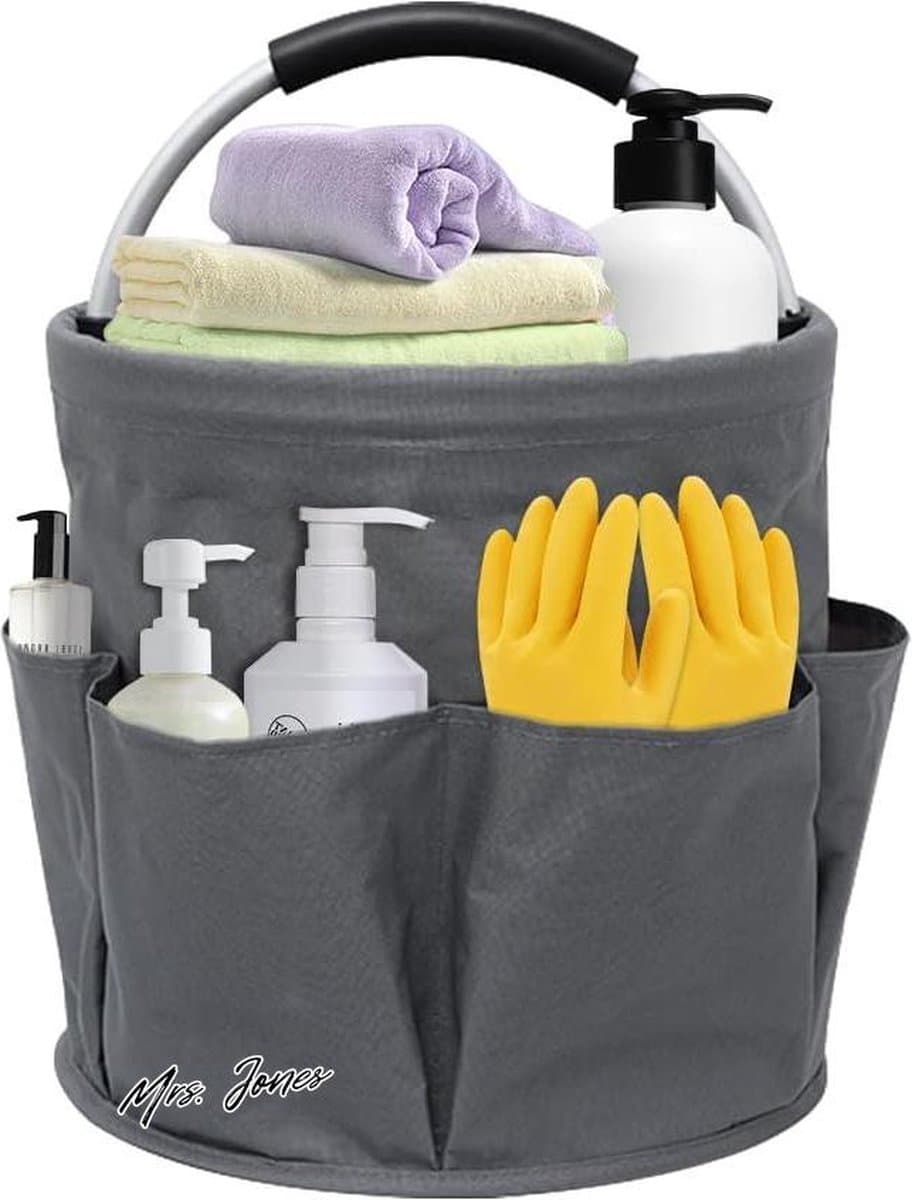 Mrs. Jones Schoonmaakmiddel-organizer opvouwbare reinigingscaddy-organizer met handvat en 6 opbergvakken universele tuingereedschap-organizer opvouwbare poetstas voor binnen tuin badkamer grijs met opbergvakken-reinigingscaddy .