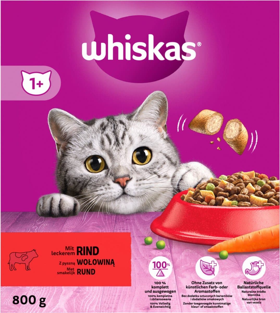 Whiskas kattenvoer droog volwassen rund 1+