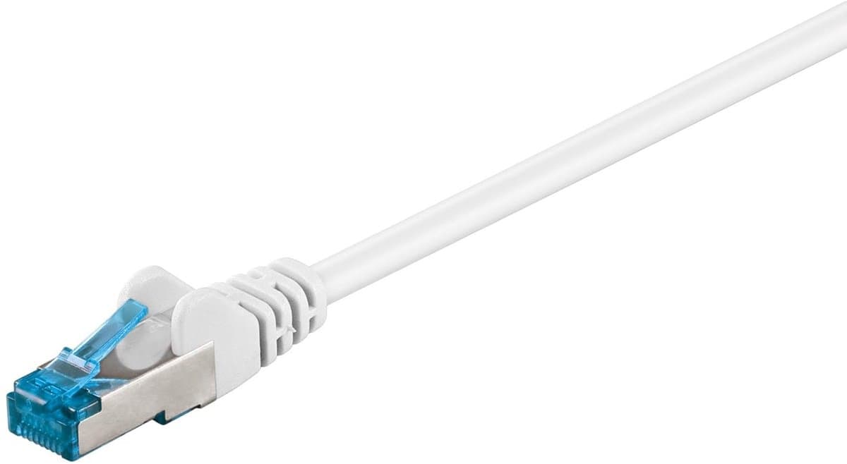 SnelShoppen - CAT 6a Ethernetkabel, Dubbel Afgeschermd S-FTP, 10.000 Mbits, 500 MHz, Halogeenvrij, Koper, RJ-45, Vergulde Contacten, 2m, Wit