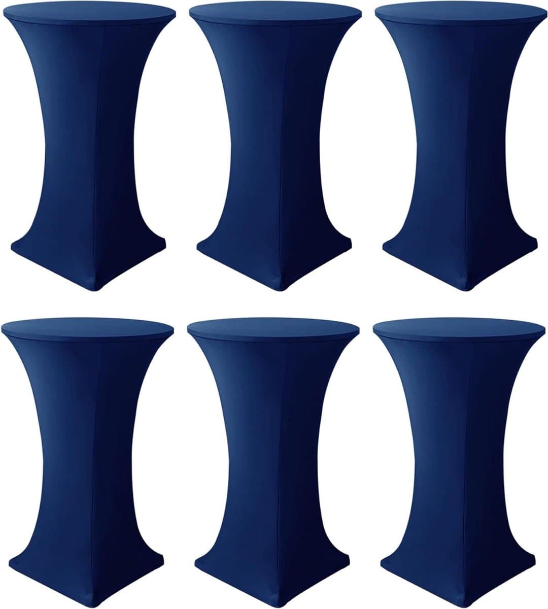 Cocktailtafelhoezen - Tafelkleden - Feestelijke Decoratie - Rekbare Spandex - 6 Stuks - Marineblauw