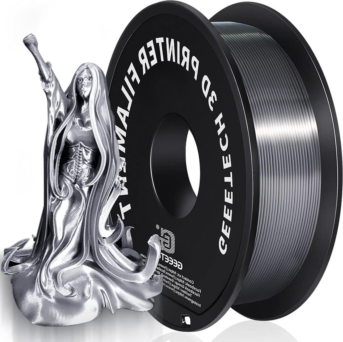 3D Print Materiaal - PLA Filament - Hobby Projecten - Zijde Glans Effect - 1 KG Rol - Zilver