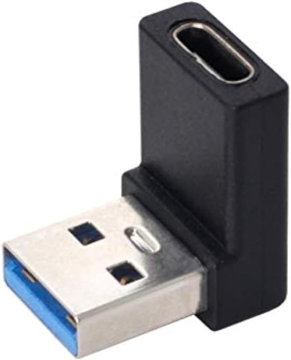USB-C naar USB-A Adapter - Type C Adapter Hoek - Apparaten Verbinden - 90 Graden Hoek - 5Gbps - Zwart