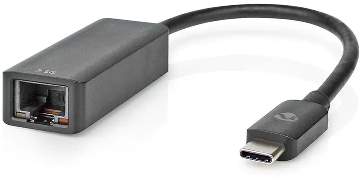 Nedis USB-netwerkadapter - USB 3.2 Gen 1 - 2.5 Gbps - USB-C Male - RJ45 Female - 0.20 m - Rond - Vernikkeld - Vertind-Koper - Zwart - Doos