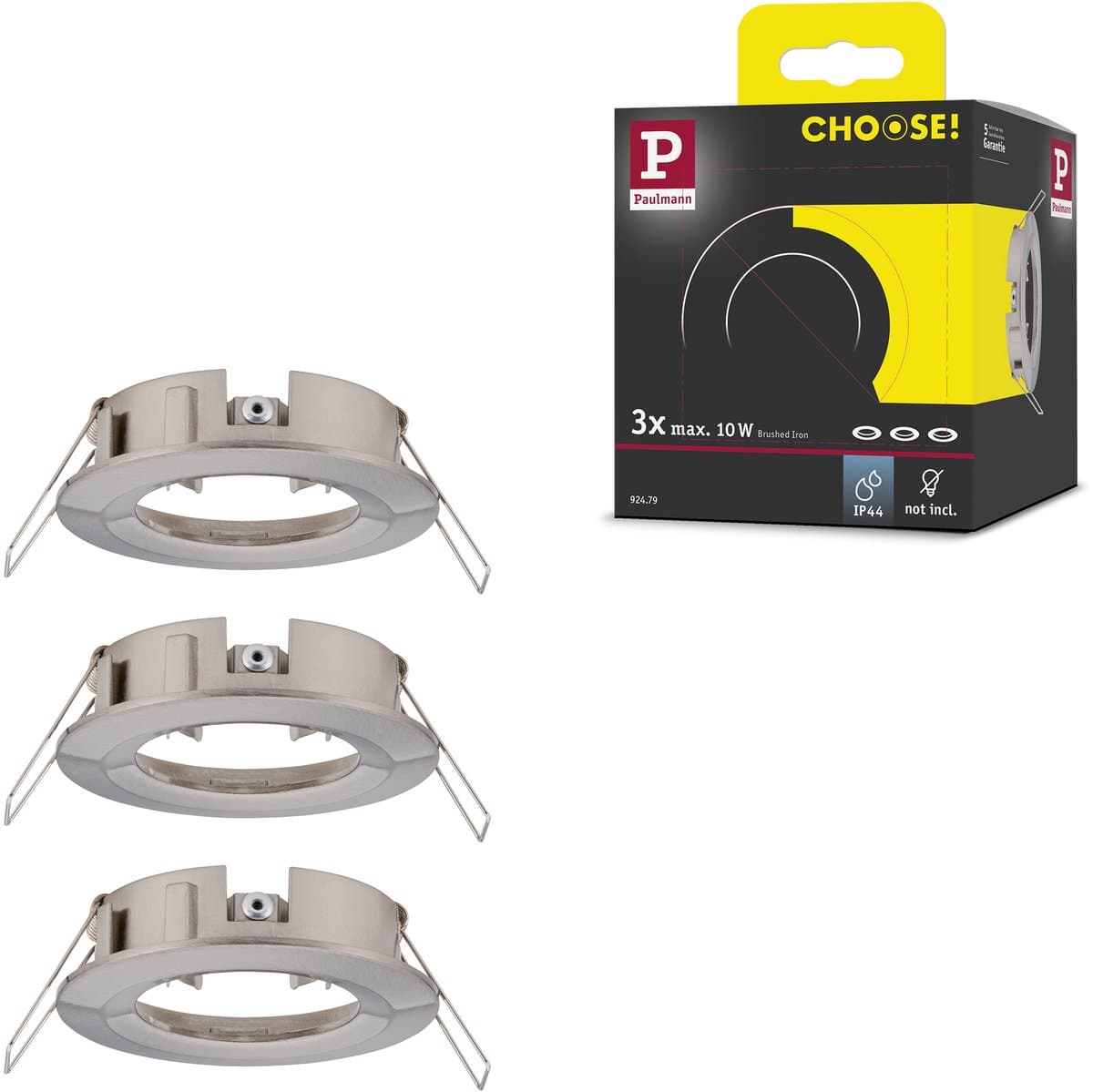 Inbouwlamp Choose Basisset star IP44 rond 78 mm max. 3x10W 230V dimbaar Staal geborsteld
