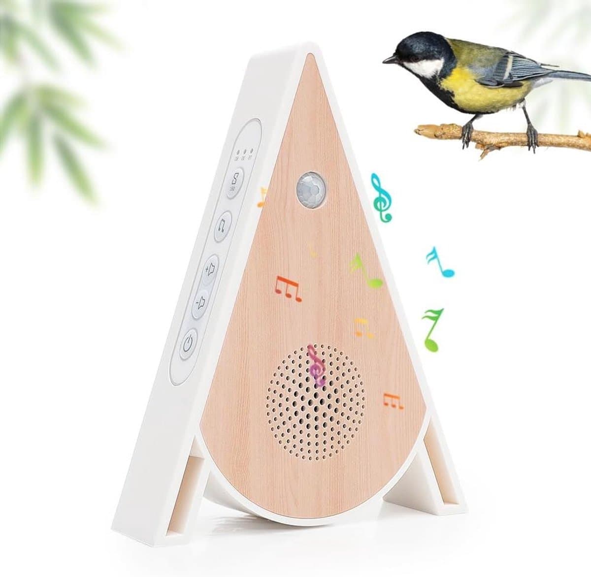 Bewegingsmelder Vogelgezang - Natuurgeluiden Box - Ontspannen Sfeer Creëren - Automatische Geluidsactivering - 3 Meter Bereik - Houtlook