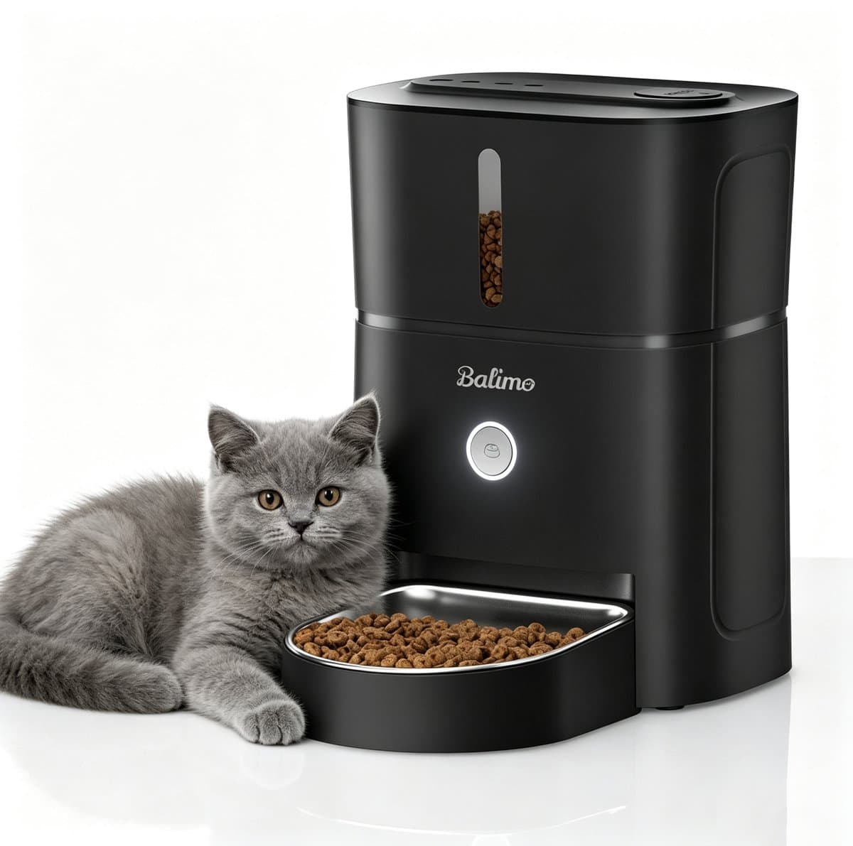 Balimo Automatische Voerdispenser kat/hond - Voerautomaat kat - Automatische voerbak hond - Digitale voedingsplanning 3L - Zwart