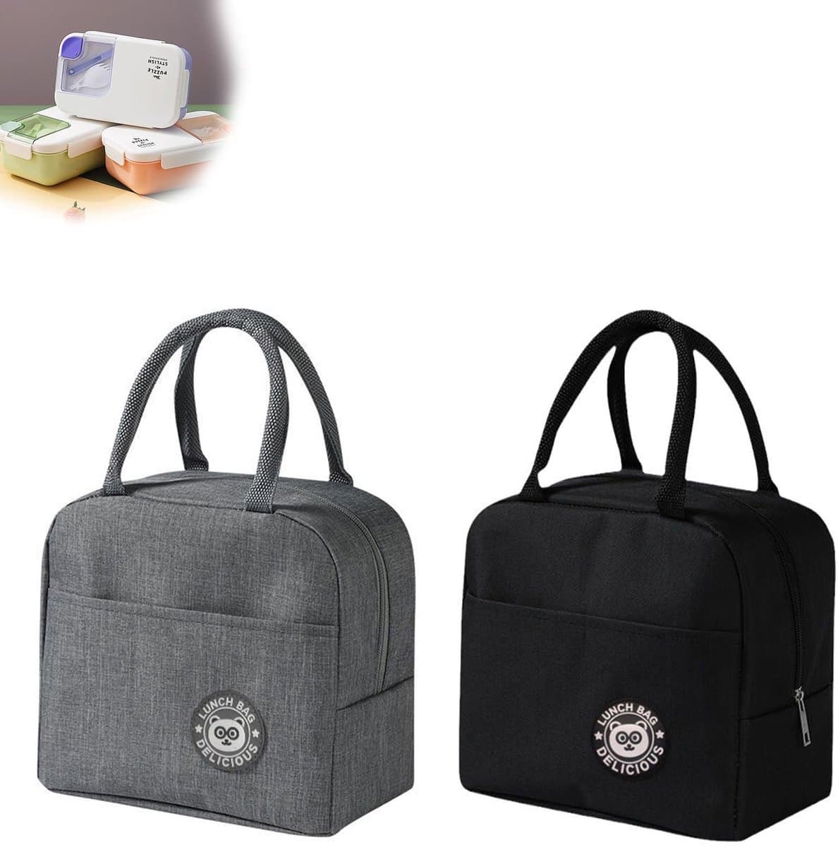 Dailygoods- Thermotas - 2 Stuks Draagbare Geïsoleerde Tas - Opvouwbare Lunchtas - Geschikt voor Kantoor/Camping/Reizen - Isolerende Aluminiumfolie - Lichtgewicht