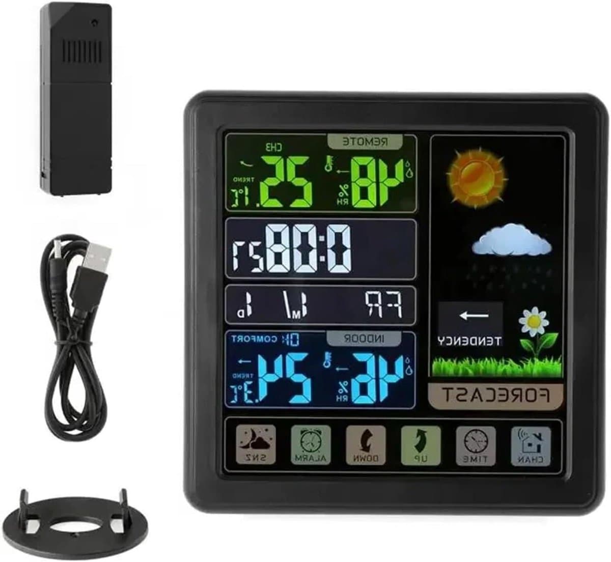 Draadloos Weerstation - Woon Weerklok - Weer Monitoren - Touchscreen LCD - 13.5cm Breedte - Zwart