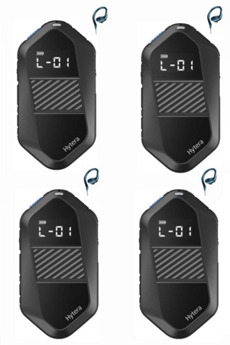 Set van 4 Hytera S1E LF Mini Portofoon vergunning vrij IP67 waterdicht met C-ring oortje