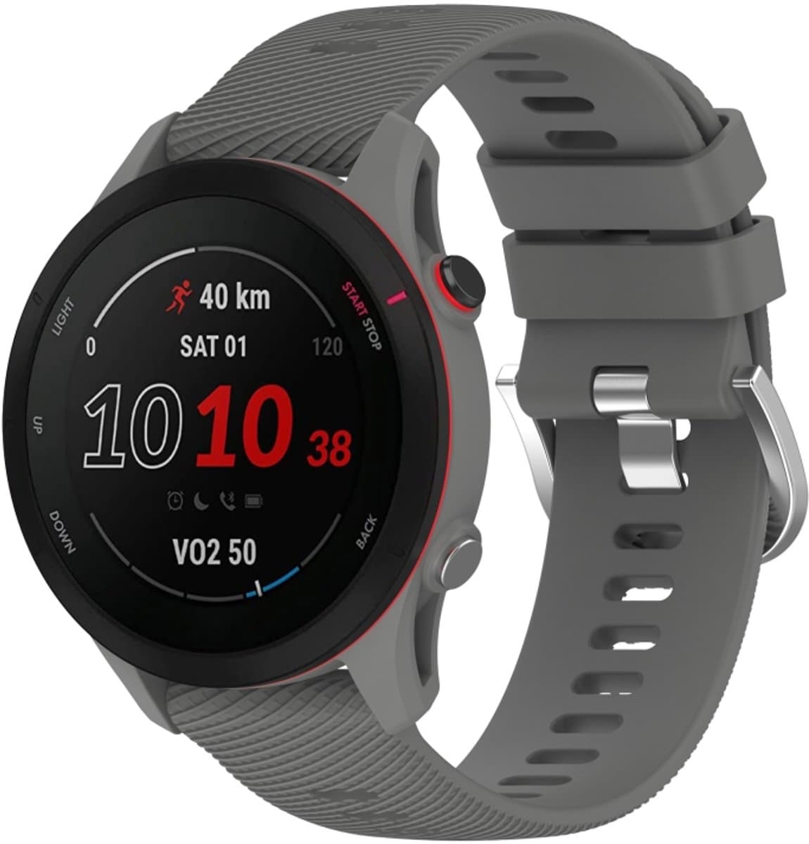 Voor Garmin Forerunner255S 18mm Cross getextureerde siliconen horlogeband (donkergrijs)