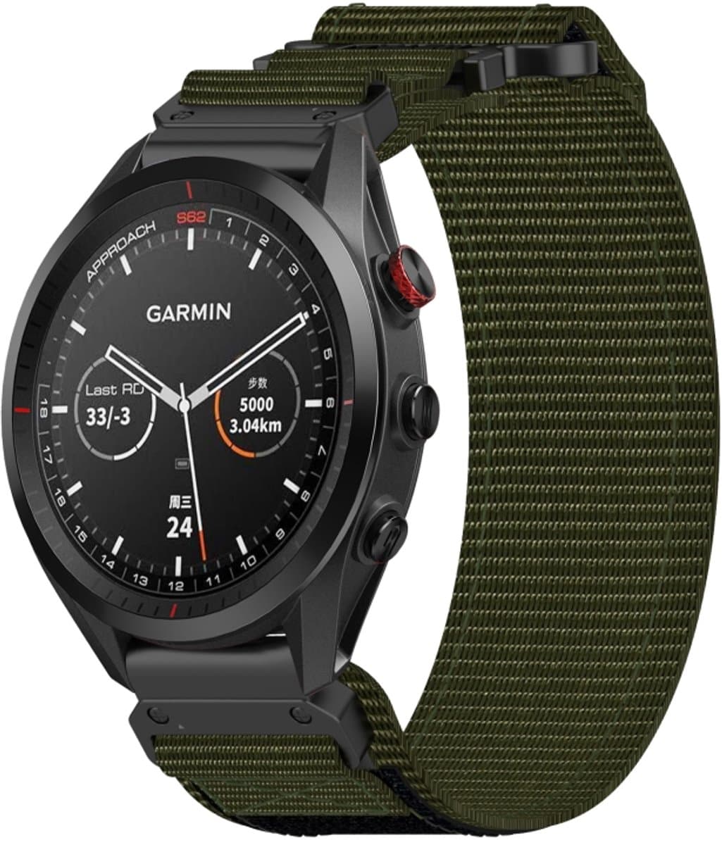Voor Garmin Approach S62 22 mm nylon klittenbandsluiting horlogeband (legergroen)