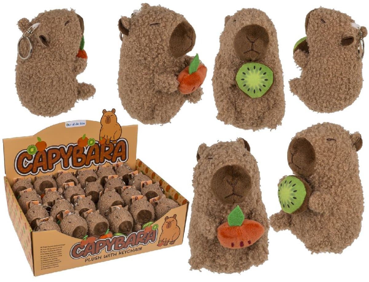 Dsp. Sleutelhanger Capybara, 10 cm. 2 assortie. 24 stuks..