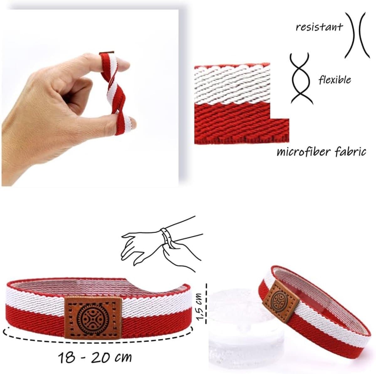 Stoffen armband voor dames en heren met de vlag van Peru, Atlético Madrid, Cantabrië, Oostenrijk, Polen, Indonesië en Monaco