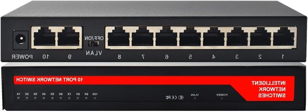 Netwerkswitch - LAN verdeler - Netwerk uitbreiden - 10 poorten - Gigabit - Metaal
