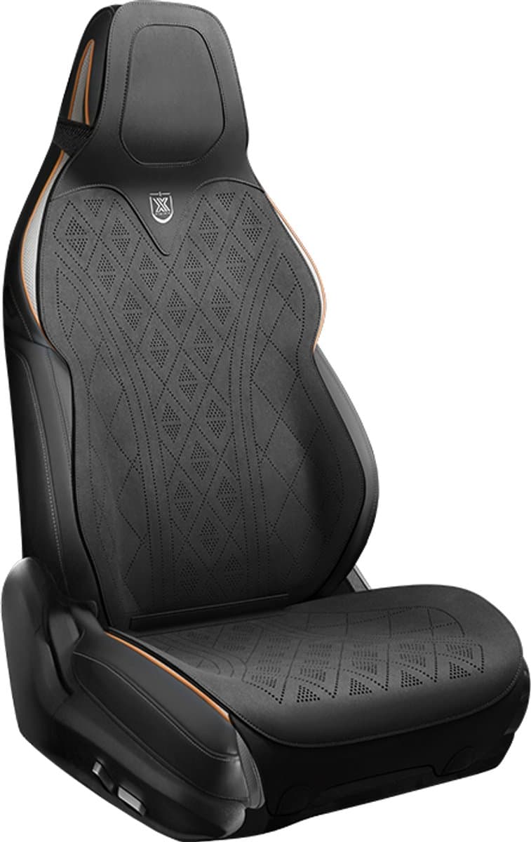 AIM Autostoelbeschermer – Luxe PU Imitatieleer Zit- en Rugkussen - Set van 2 – Volvo S70 V70 2 – Airbag Compatibel - M13 - Zwart