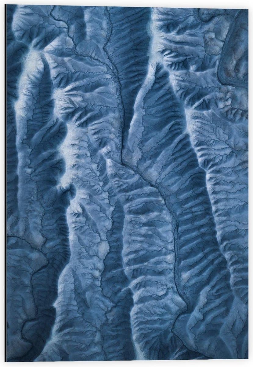 Dibond - Blauwe Kunst - 40x60cm Foto op Aluminium (Wanddecoratie van metaal)