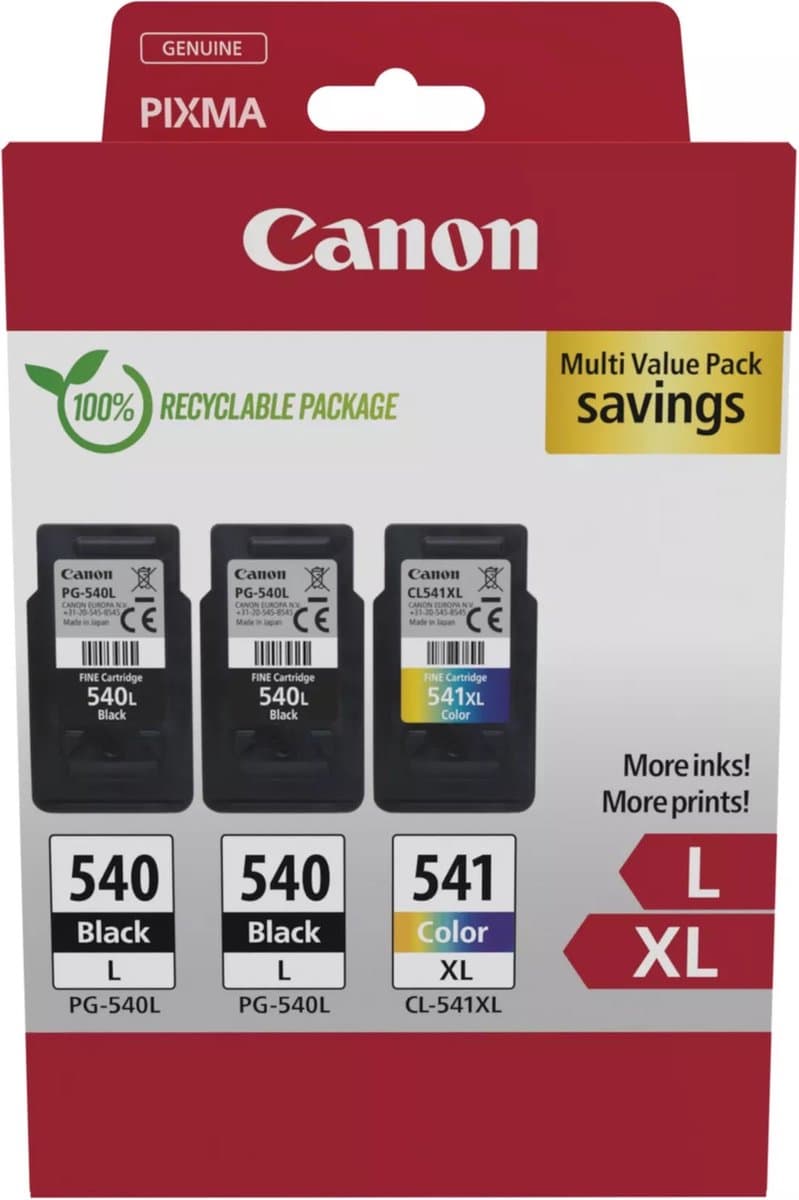 Canon PG540L x2/CL541 XL Cartridges Combo Pack