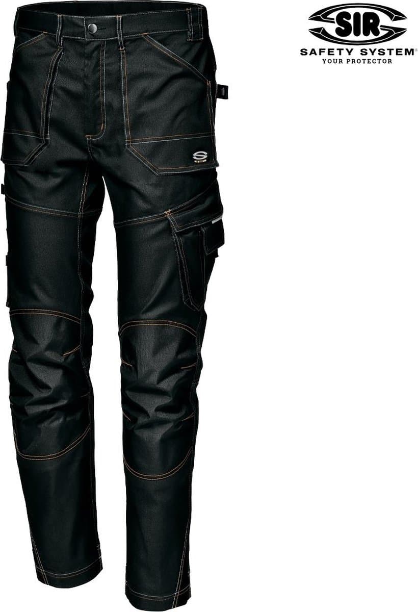 SIR SAFETY GEMINI Stretch Werkbroek HEREN Veiligheidsbroek Zwart - Pennenzak, Mobiele Telefoonzak en Multifunctionele Zak - Kniebeschermerzak, Ultra Flexibel en Cordura Versterkt Materiaal