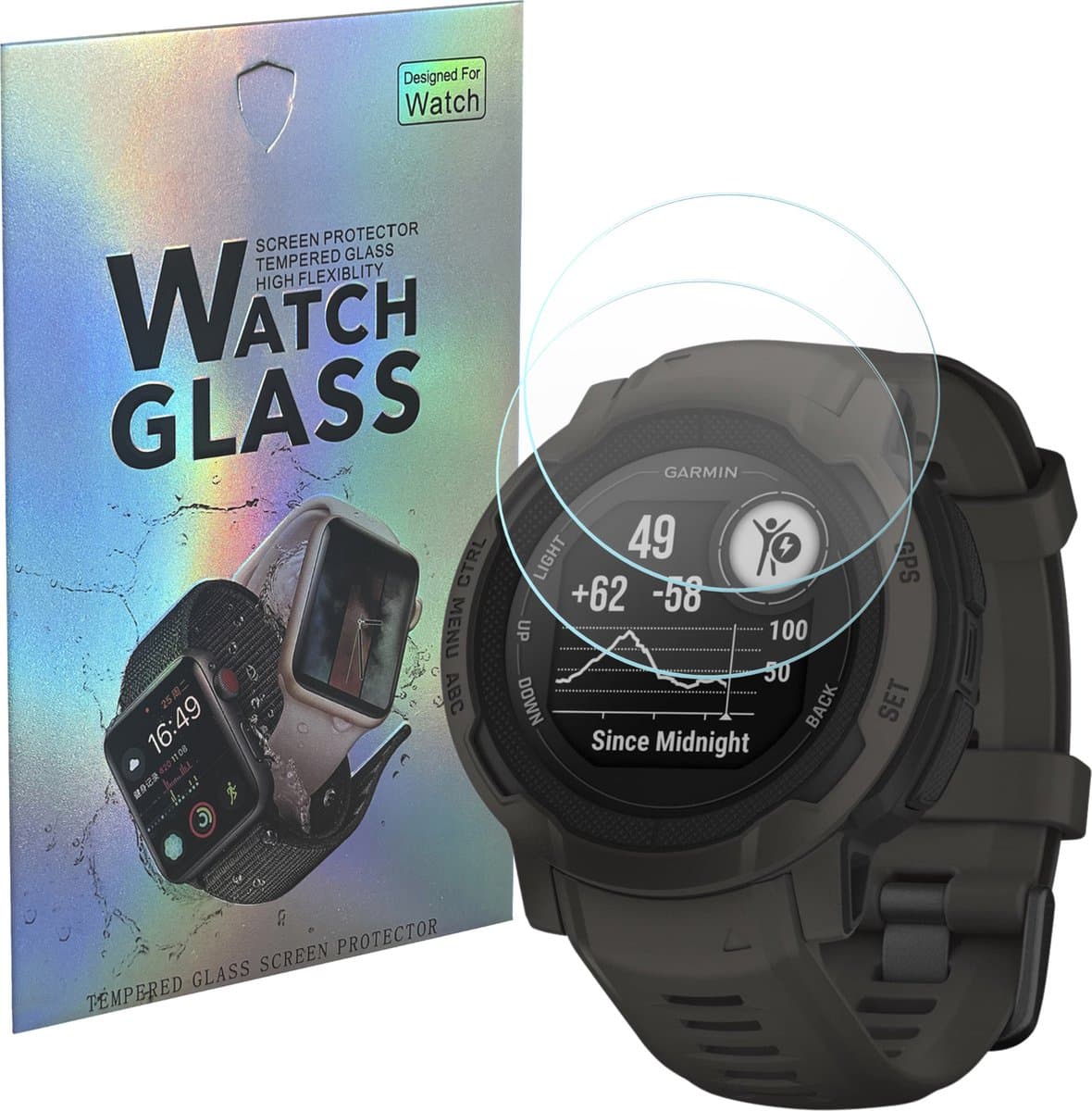 Screenprotector voor Garmin Instinct 2 / Instinct 2 Solar (45mm) - 2 stuks Beschermglas Smartwatch van glas Transparante glazen schermbeschermfolie