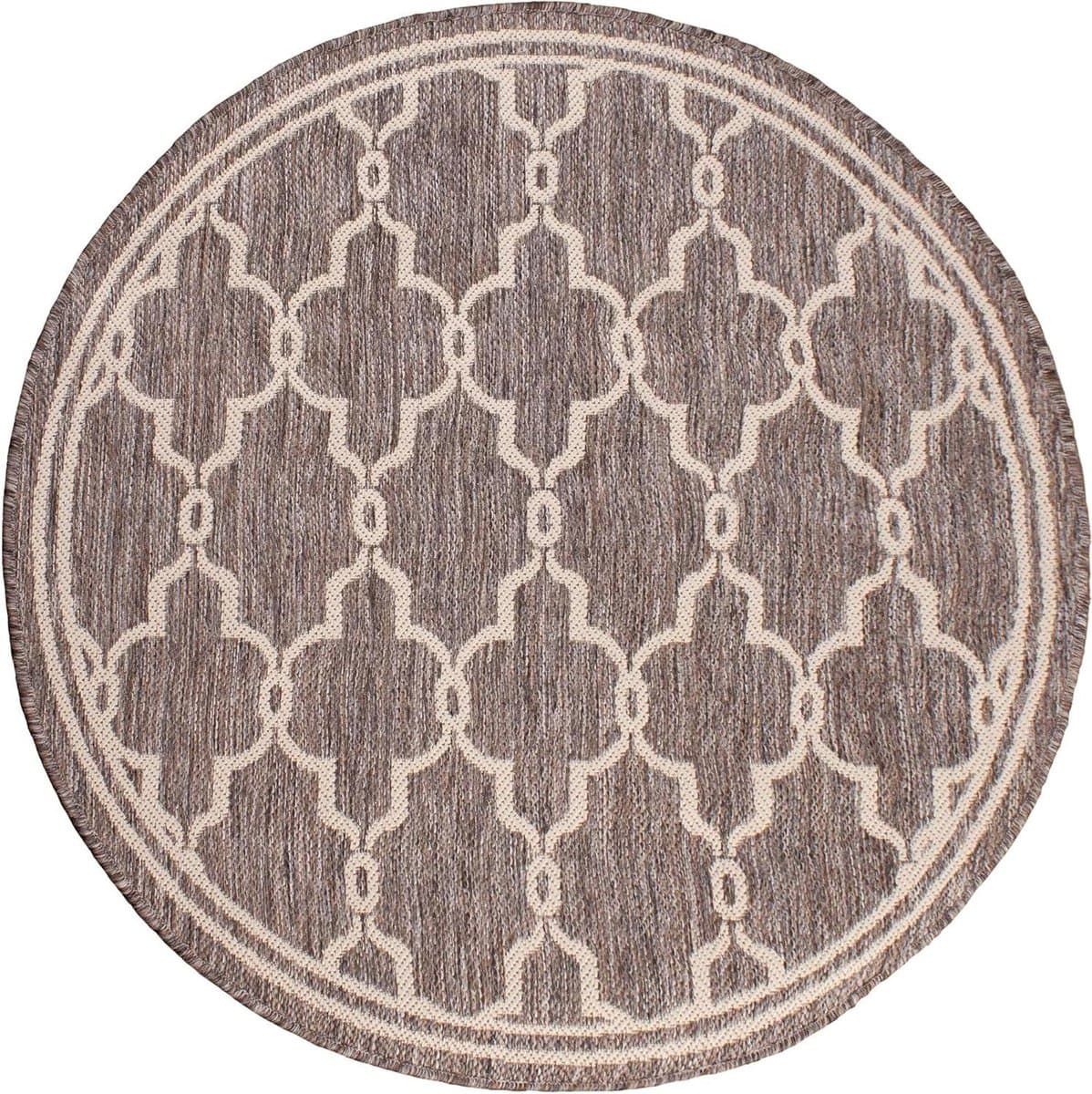 Buitentapijt - Terrastapijt Tuinkleed - Buiten Zitten - Weerbestendig Polypropyleen - 120 cm Rond - Taupe Natuurlijk