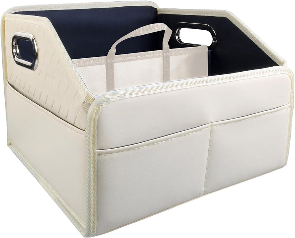 Kofferbak Organizer - Opbergbox Auto - Auto Opruimen - Inklapbaar Ontwerp - 33 x 29 x 24 cm - Beige