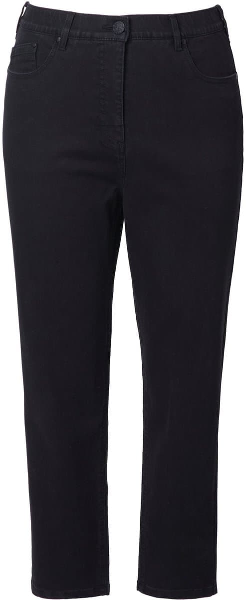 Ulla Popken - Dames - Mom jeans 5-pocketbroek comfortabele tailleband - Zwart - Maat 42