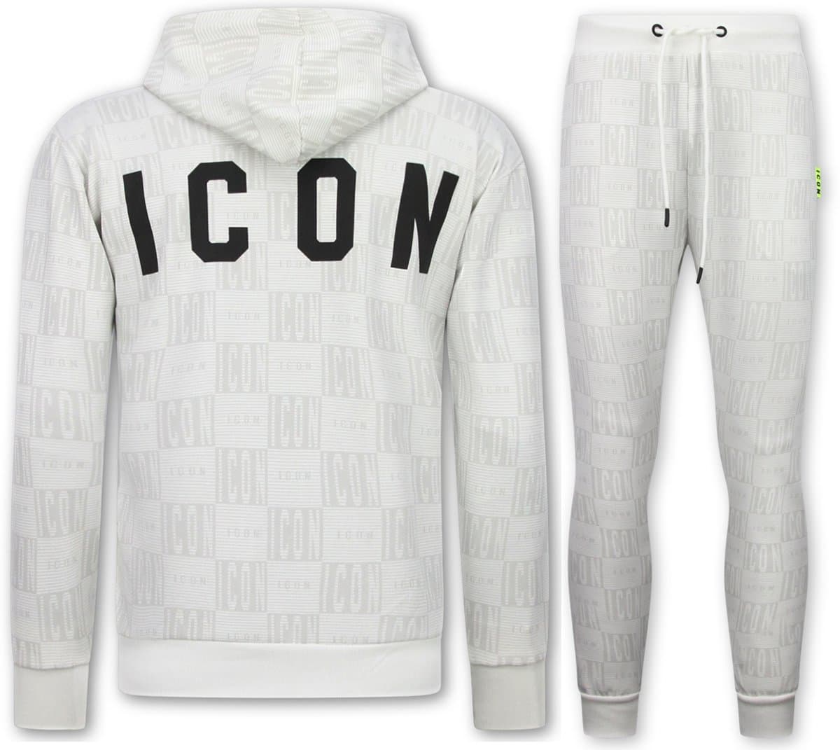 Trainingspak Heren ICON - Tracksuit Heren Twinset - Joggingpak Heren Volwassenen -5837- Wit