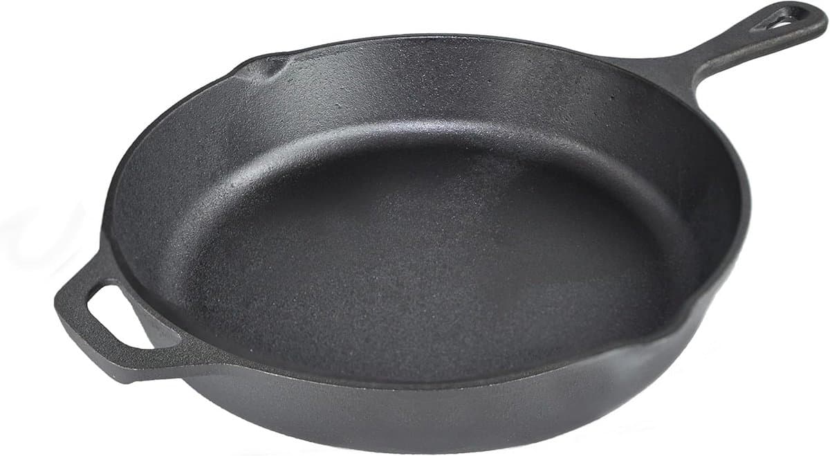 Gietijzeren Koekenpan - Ronde Pan - Koken en Braden - Hoge Temperatuur Bestendig - 26 cm Diameter - Zwart