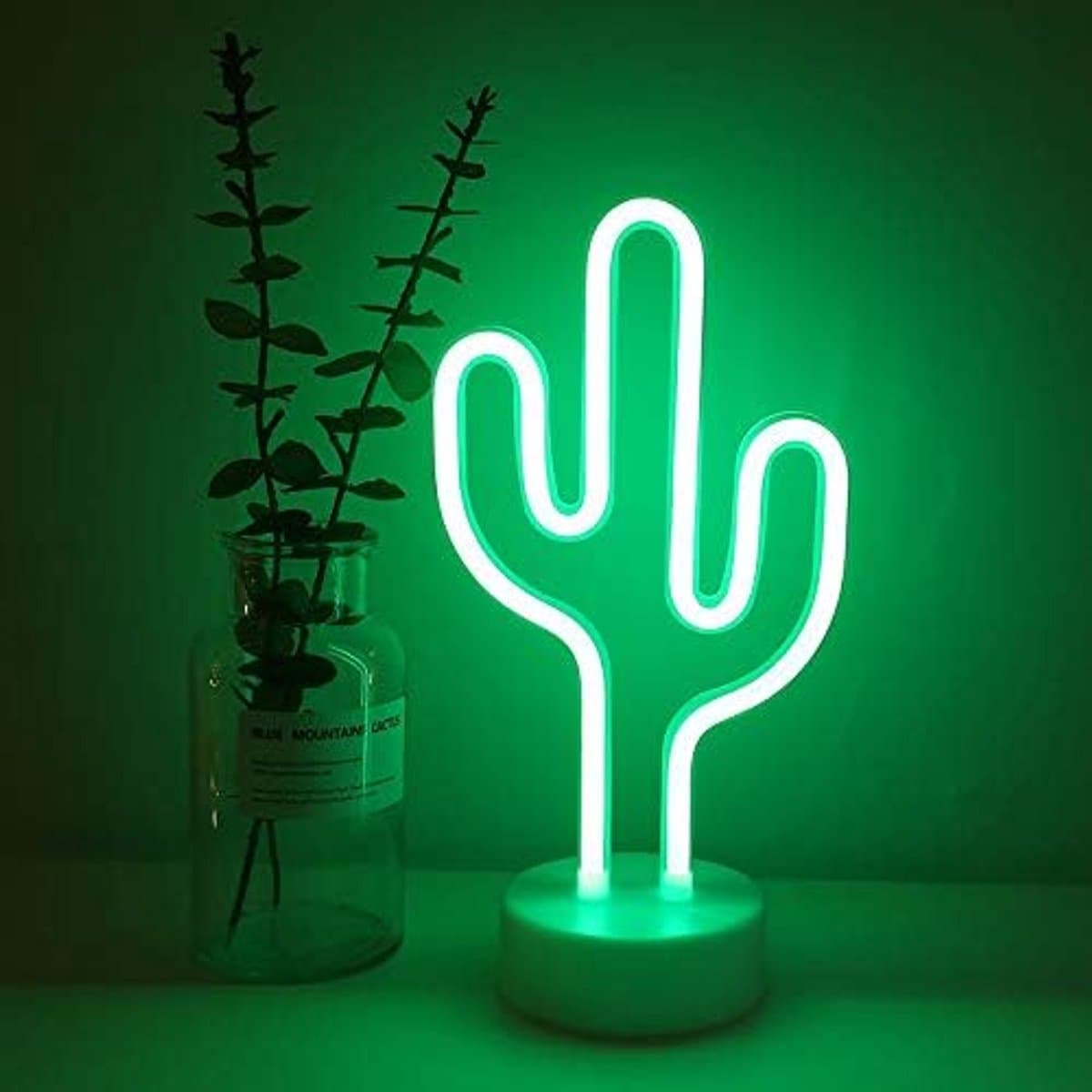Neon cactus lamp – LED tafellamp met USB/batterij – Sfeerverlichting voor woonkamer, slaapkamer & kinderkamer – Decoratie lamp cactus