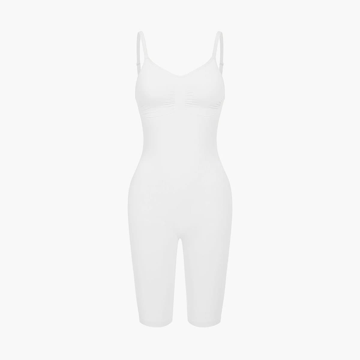 cfab - Bodysuit met corrigerende shapewear en bijpassende shorts - Wit - 5XL - Corrigerende Body - Naadlos - corrigerend ondergoed dames