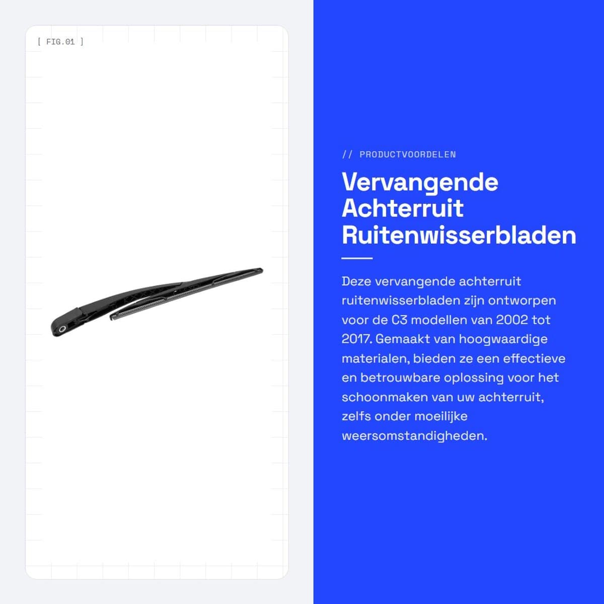 Dailygoods- Ruitenwisserbladen Achterruit - Vervangingsset 6429T8 - ABS/Rubber - Hoge Treksterkte - Premium Kwaliteit - Stille Werking - Achterruitenwisser